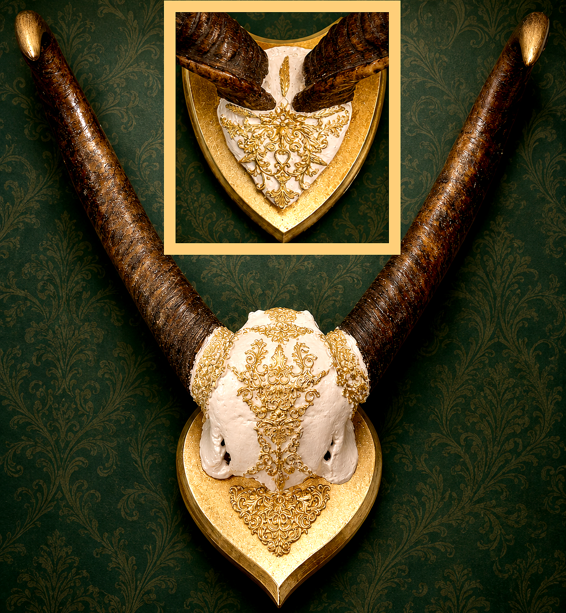 Geweihe mit Goldmotiv